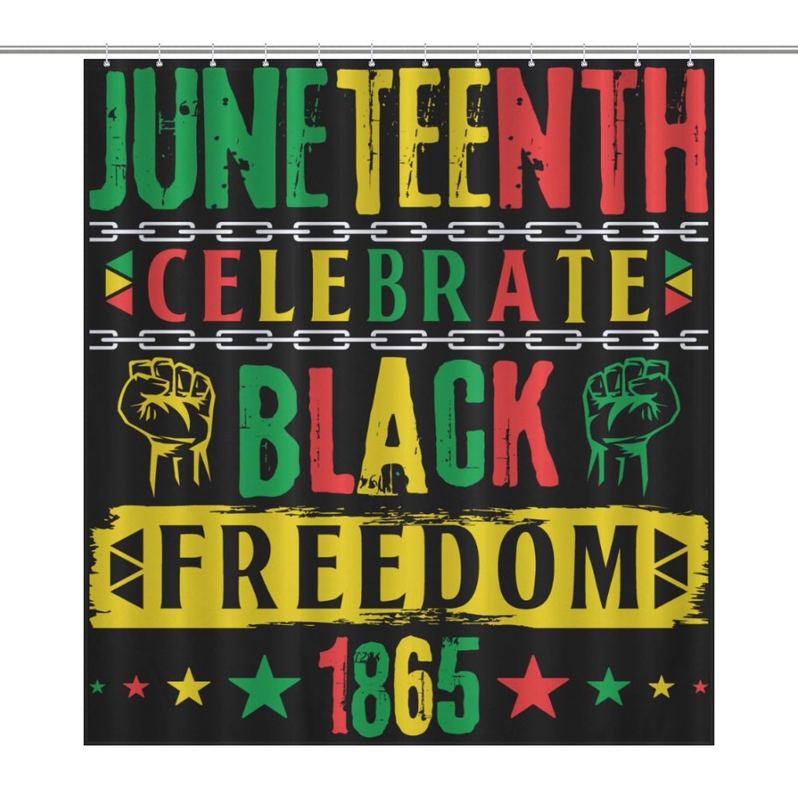 Oudrspo Juneteenth Celebrate Black Freedom Shower Curtain Modern Bath Curtain Bathroom Decor Set with 12 Hooks 60 X 72 Inch