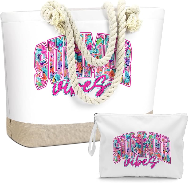 BELLOWDEER Bolsa tote de lona e nécessaire impermeável, Pacote com 2
