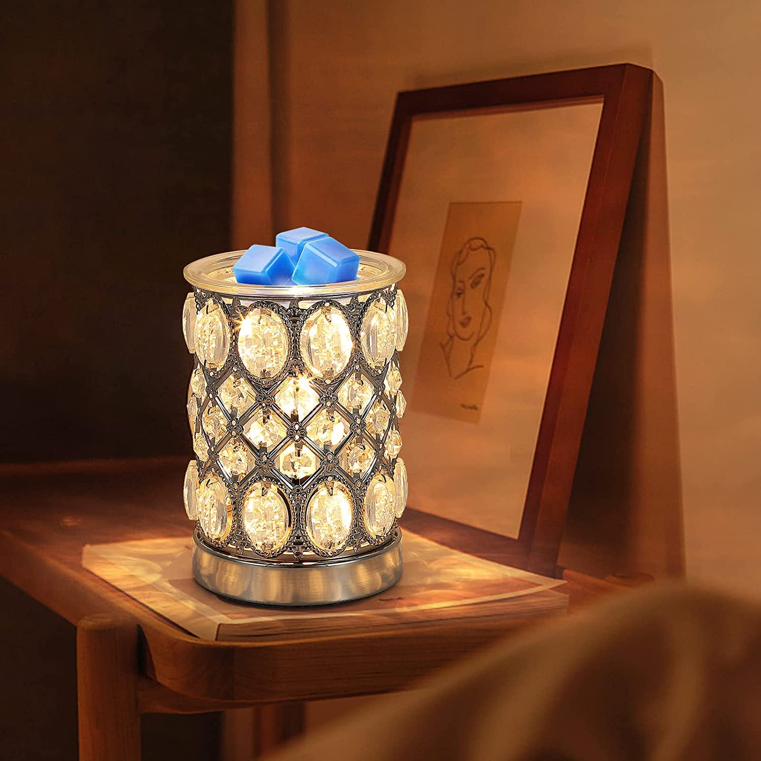 Lampe d'aromathérapie Cristal électrique brûleur à mazout cire fondre brûleur arôme lampe chauffe-bougie fondeur arôme brûleur à mazout creux veilleuse lampe à huile pour cadeau pour l'étude de salon