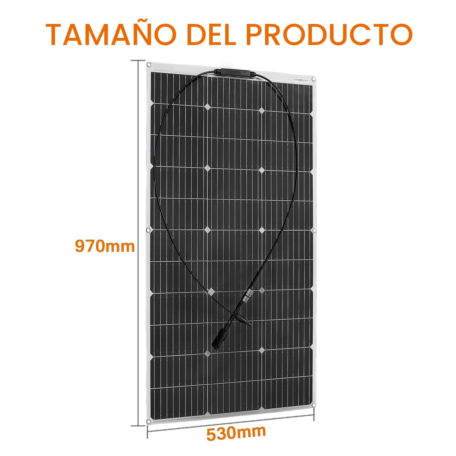 Placa Solar Flexible 100W 12V Panel Solar Monocristalino Fotovoltaico Impermeable para Autocaravana Caravana Barcos Techos Casa Remolques Cargar 12V Bateria y Superficies Irregulares
