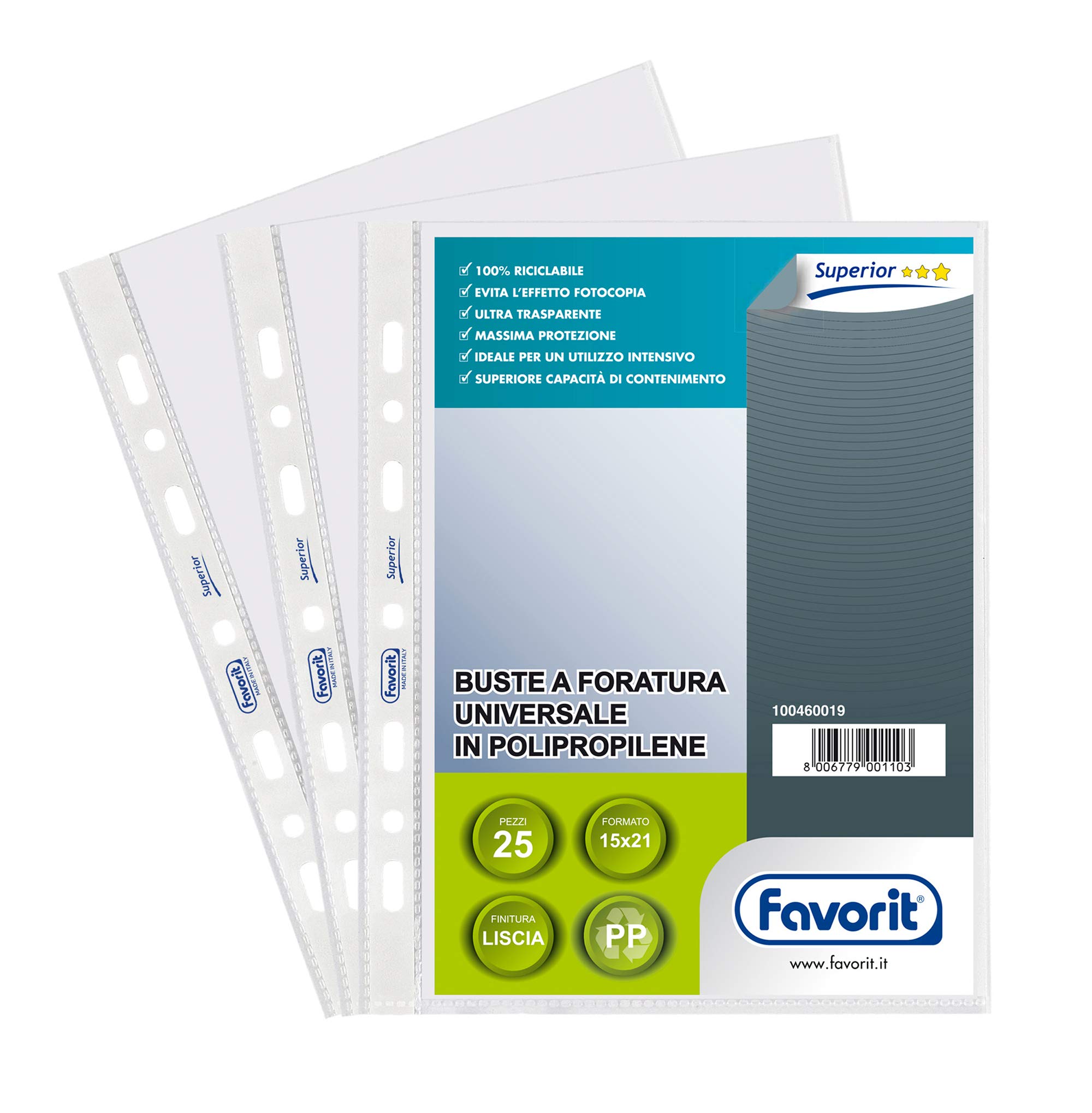 Buste Con Foratura Favorit - 25 Pezzi 42x30cm, Trasparenti Per Archivazione - Foto 8