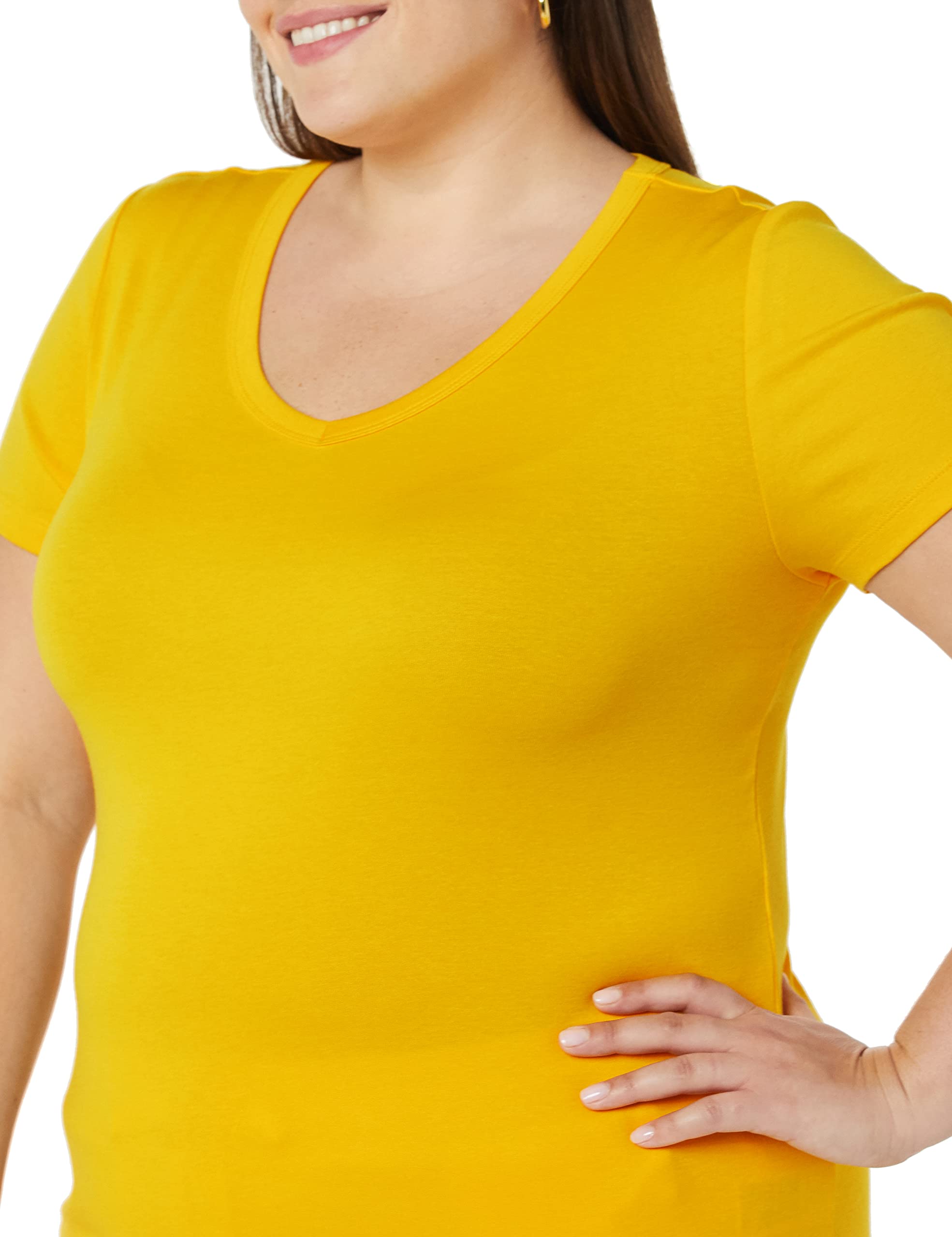 Amazon Essentials Donna T-Shirt con Scollo a v a Maniche Corte Slim