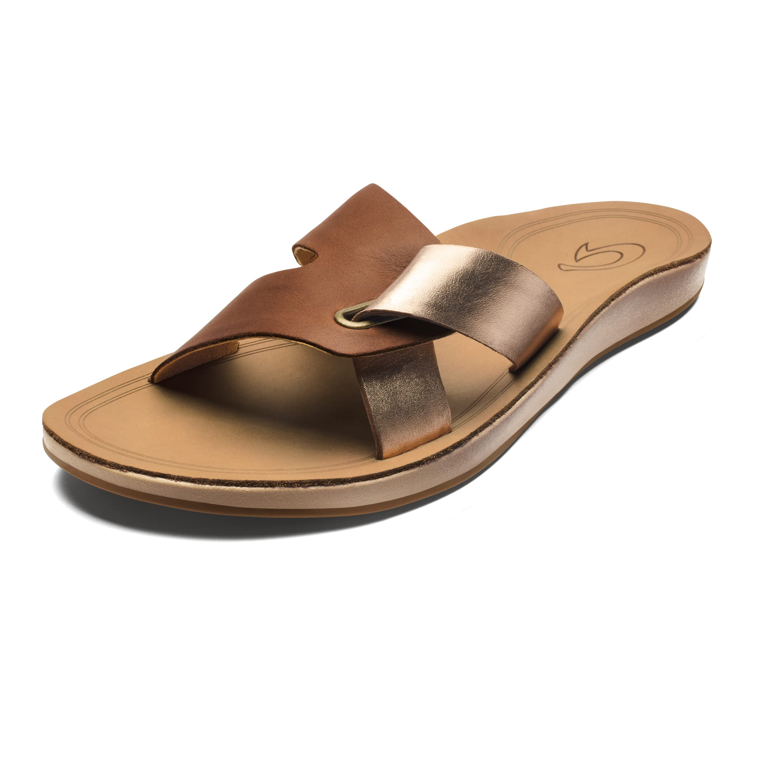 OLUKAI Nonohe 'Olu Women's Beach Sandal, Cushioned EVA Footbed with Arch Support, Soft Leather for All-Day Comfort, Cute & Casual Summer Style