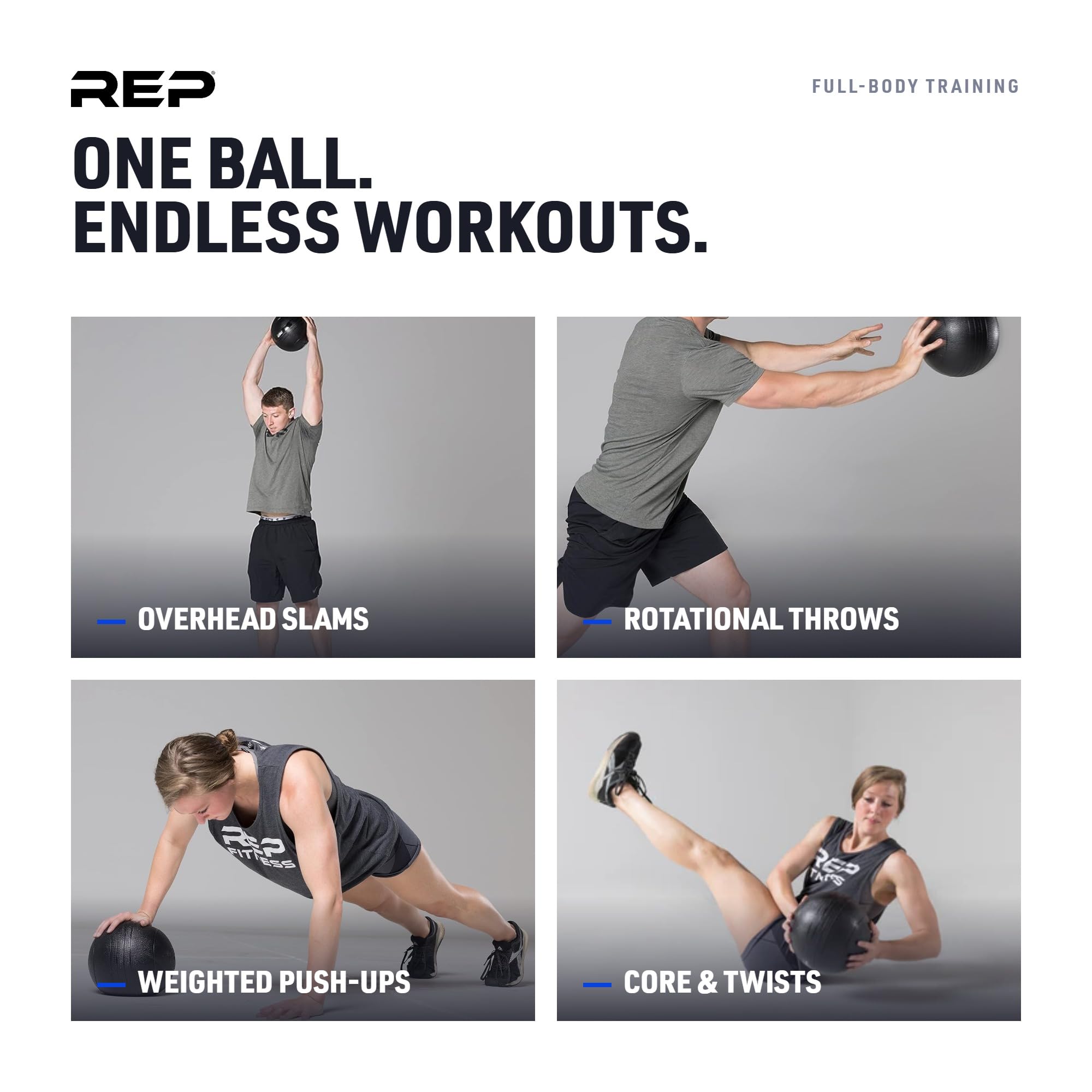 REP Fitness V2 Slam Balls for Strength and Conditioning, Slam Ball Exercises, and Cardio Workouts (5, 10, 15, 20, 25, 30, 35, 40, 45, 50, 60, 70, & 100 lbs)