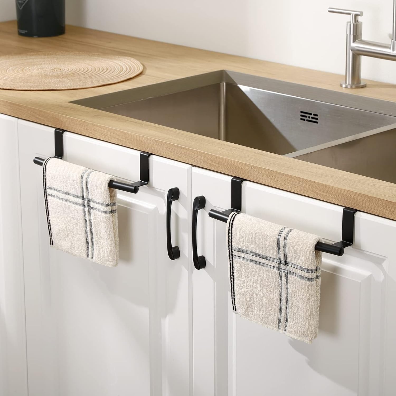 OGFC 28572 Decorative Over The Door Towel Rack, Over Cabinet Towel Bar Kitchen Bathroom Towel Holder Storage Dish Towel Holder, Over Cabinet Cupboard Door Towel Bar, Matte Black 2-image-32