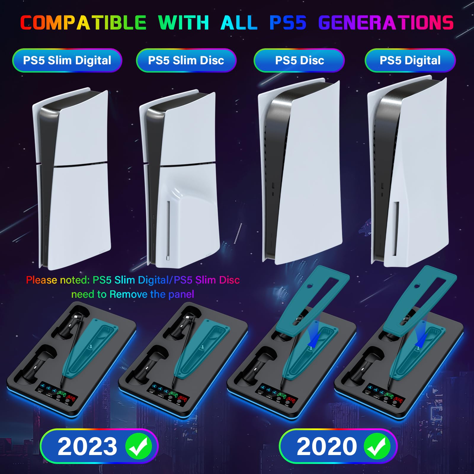 PS5 - Soporte de estación de refrigeración para PlayStation 5 Slim Disc/Disc y Digital/Pro