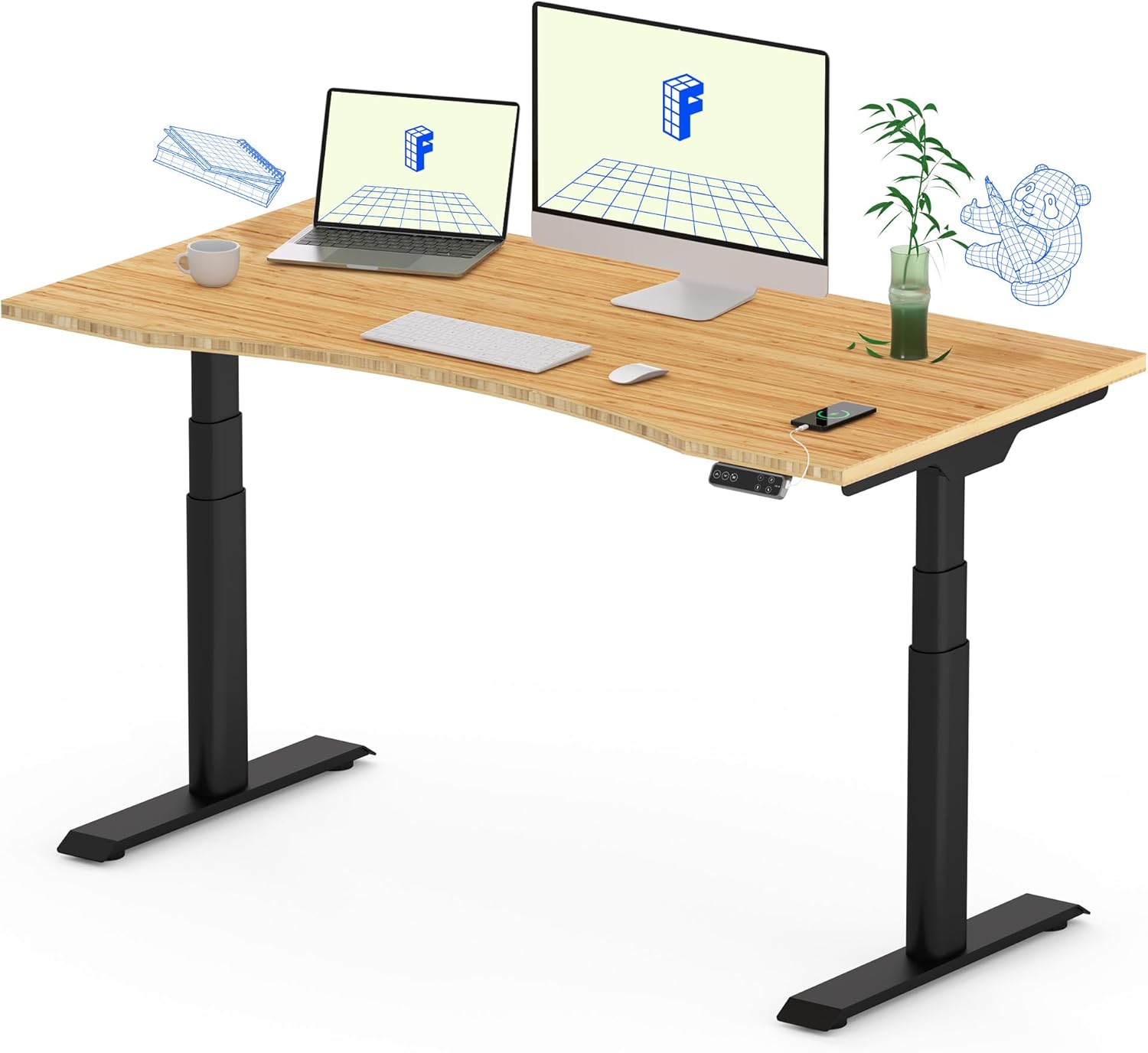 FLEXISPOT E8 Dual Motor 3 Stages Bamboo Electric Standing