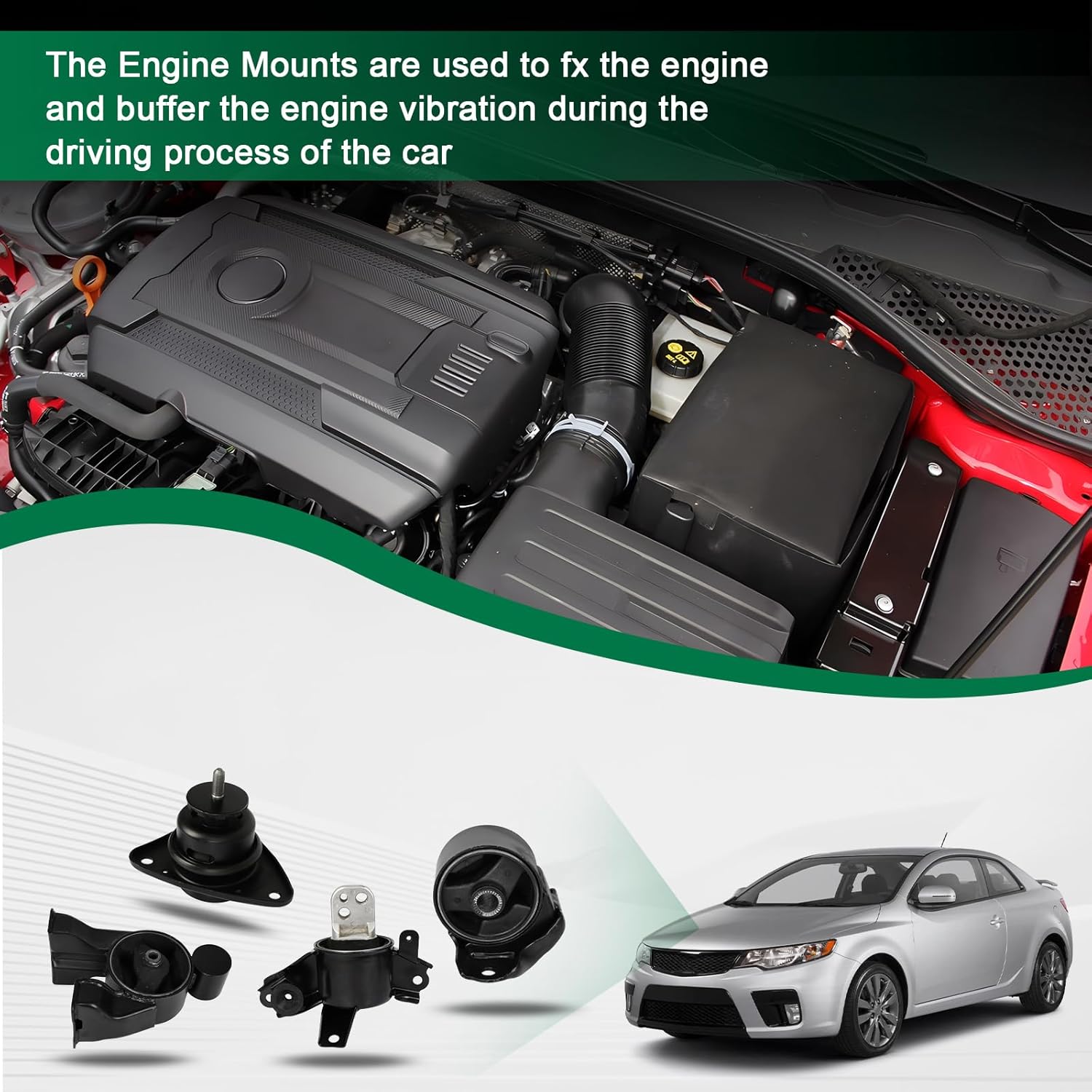 SCITOO Engine Motor Mount and Transmission Mount Set for Kia Forte 2010-2013,for Kia Forte Koup 2010-2013,for Kia Forte5 2013 A7148 A71013 A71017 A71006