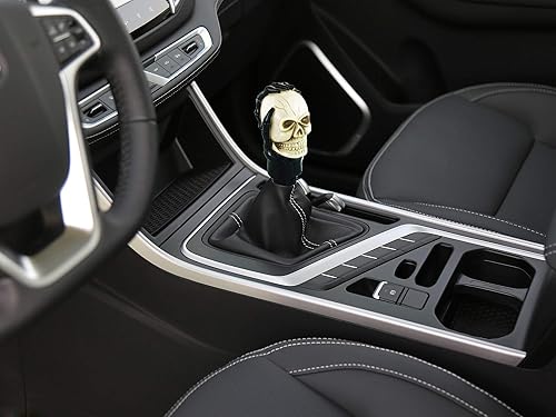 Miniatura 3 de Abfer Pomo de palanca de cambios de calavera para automóvil, mango de cambio de repuesto, para la mayoría de vehículos, camiones, color beige