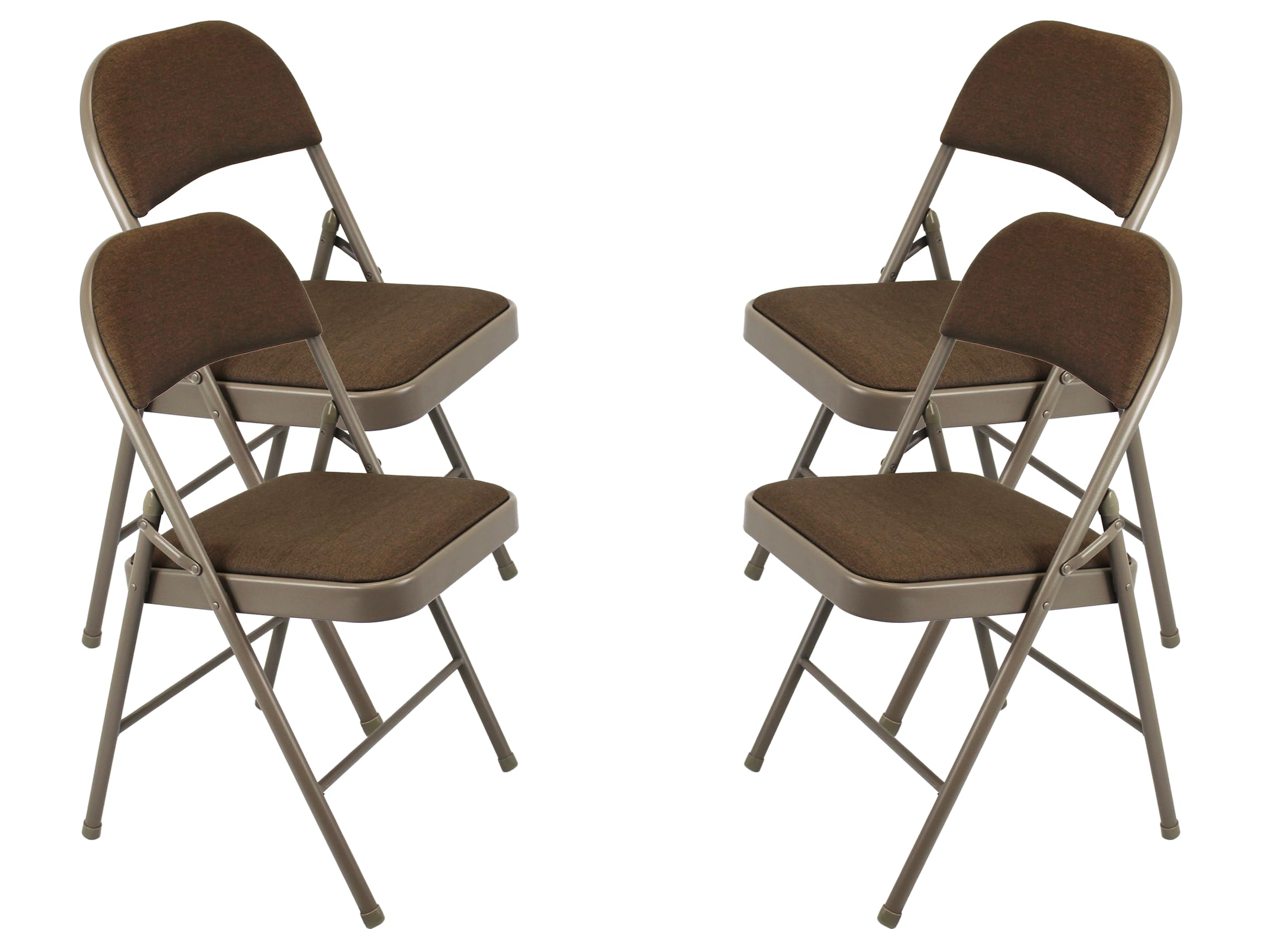 Meta Steel Frame with Fabric Seat Padded Office Work Study Party Dining Folding Chair (4, Brown)