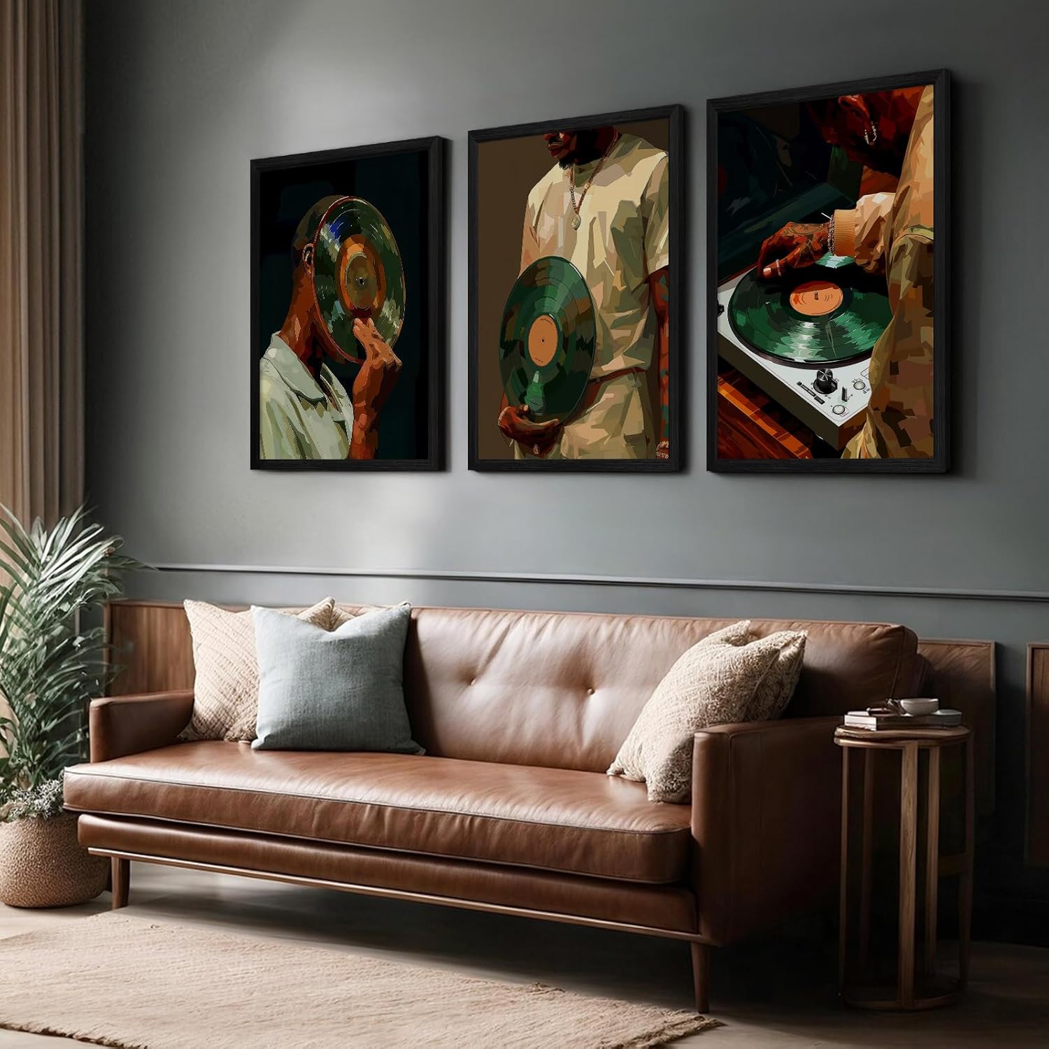 Black Man Wall Art African American Men Canvas Wall Decor Black People Dj Poster Hip Hop Prints Music Pictures Fashion Male Artwork Culture Painting for Bedroom Living Room 12x16x3 Inch Wood Framed