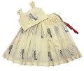 FELIZ THE DESIGNER STUDIO Baby Girl's Cream Flared Cotton Silk Sleeveless Lehenga Choli Set Pattu pavadai for Kids Girl'