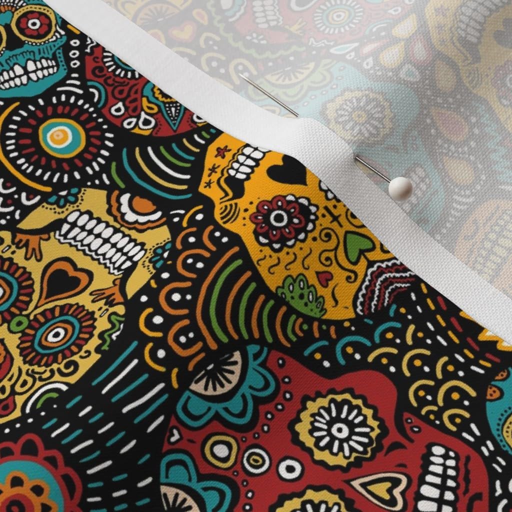 Spoonflower Fabric - Sugar Skulls, Mexican, Festive, Mexico, Day of The Dead, Calavares, Printed on Petal Signature Cotton Fabric by The Yard - Sewing Quilting Apparel Crafts Decor