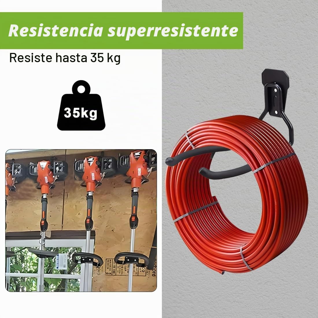 HiNADA Gancho Garaje, Gancho Herramientas Jardin, Ganchos Herramientasared para la Organización y Almacenamiento de Herramientas de Garaje.