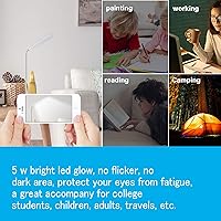 Vista 6 de Deeplite - Lámpara de escritorio LED con cuello de ganso flexible de 3 niveles de brillo, lámpara de mesa operada por batería de 5 W, control