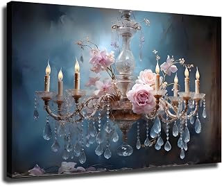 Chandelier wall art decor, Vintage Chandelier Transcendent gracefulness Oil Painting Decor, Extra Large Glam framed wall art,For Livingroom Home Decor (Framed,28 * 40inch)