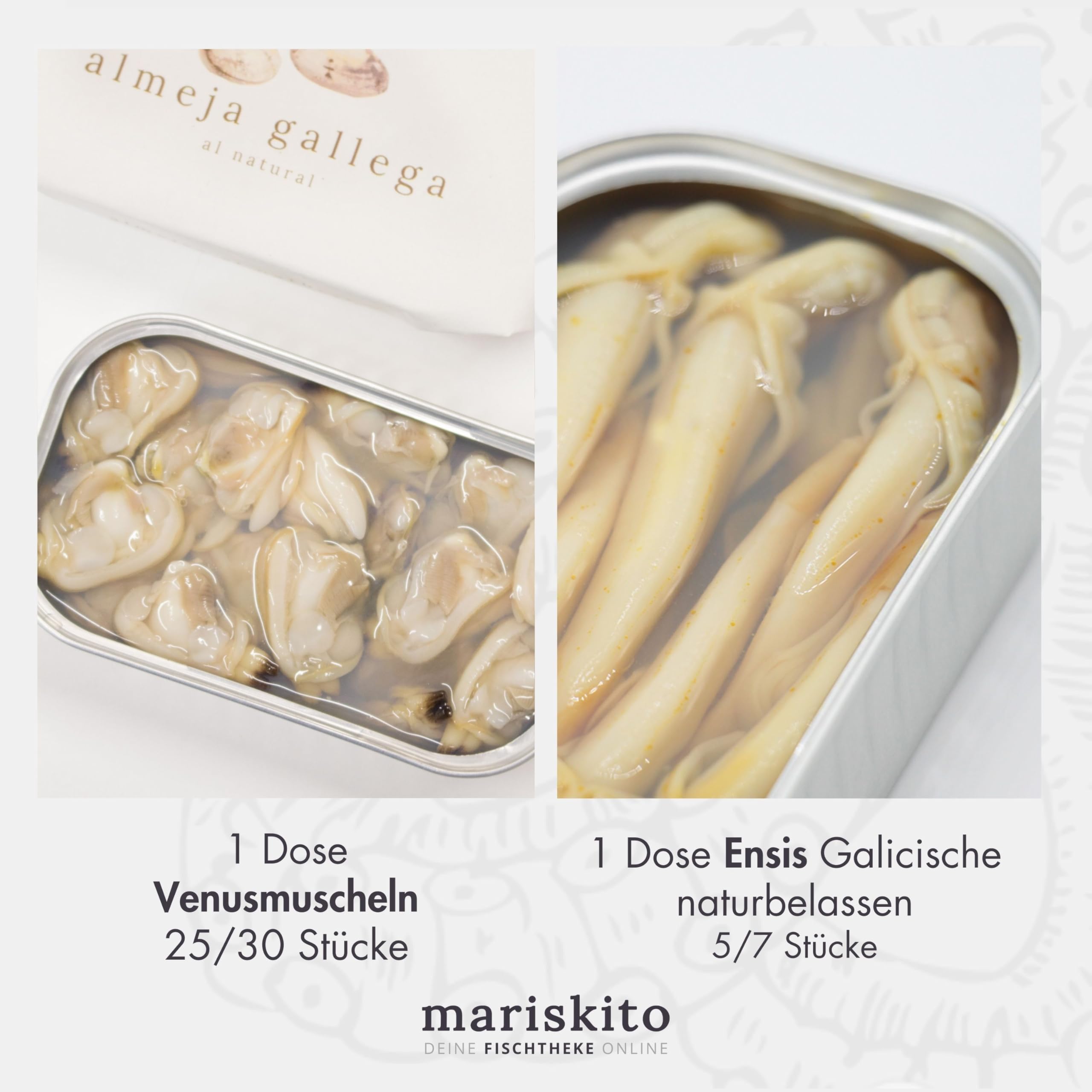 MARISKITO | Paket La Mar de Gallego - 10 Gourmetkonserven - Dosen mit Galicischen Konserven - Geschenkkorb - Delikatessen-Produktset