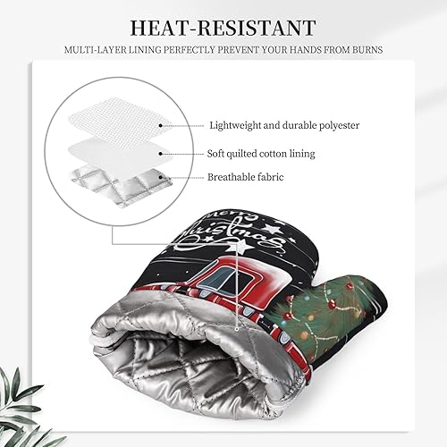 Miniatura 5 de Manoplas para horno, juego de soportes para ollas, árbol de Navidad, camión rojo, guantes de horno de silicona, copo de nieve, accesorios de cocina