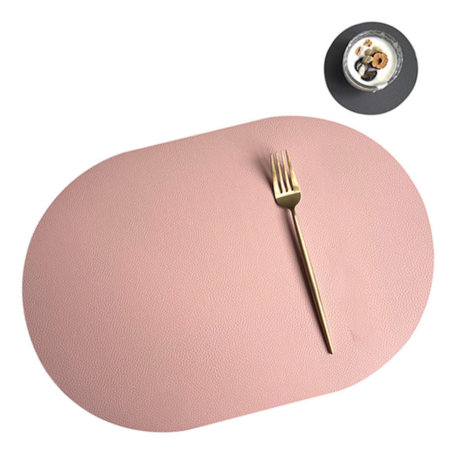 PU Placemats Oval Shape Coasters Spill Proof Dining Table Decoration Place Mats Contemporary Cup Mats