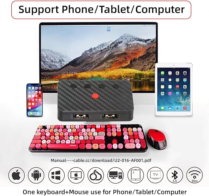 Convertidor USB a Bluetooth 2.4G para Teclado y Mouse miniatura 8