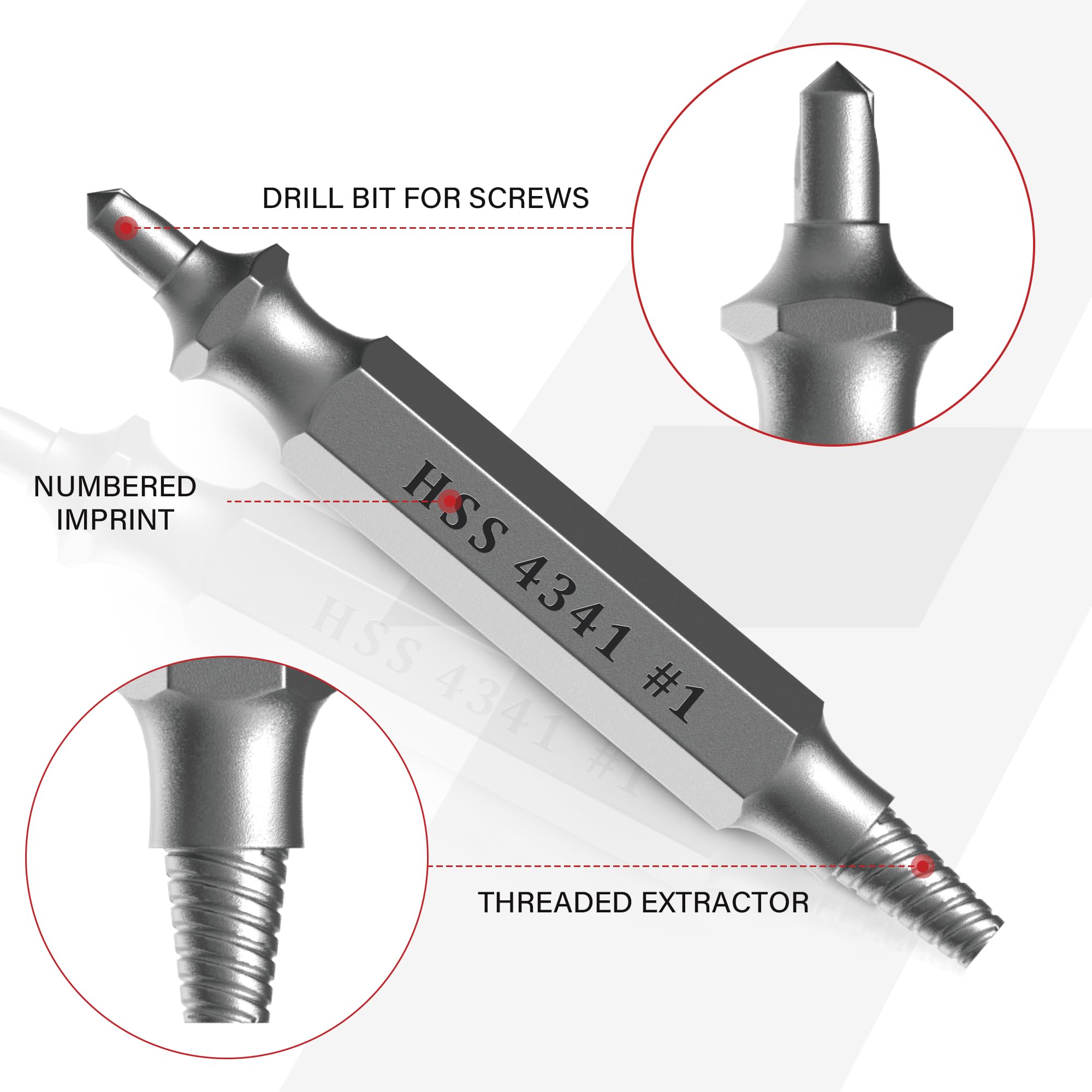6PC Damaged Screw Extractor Set, Remover Kit For