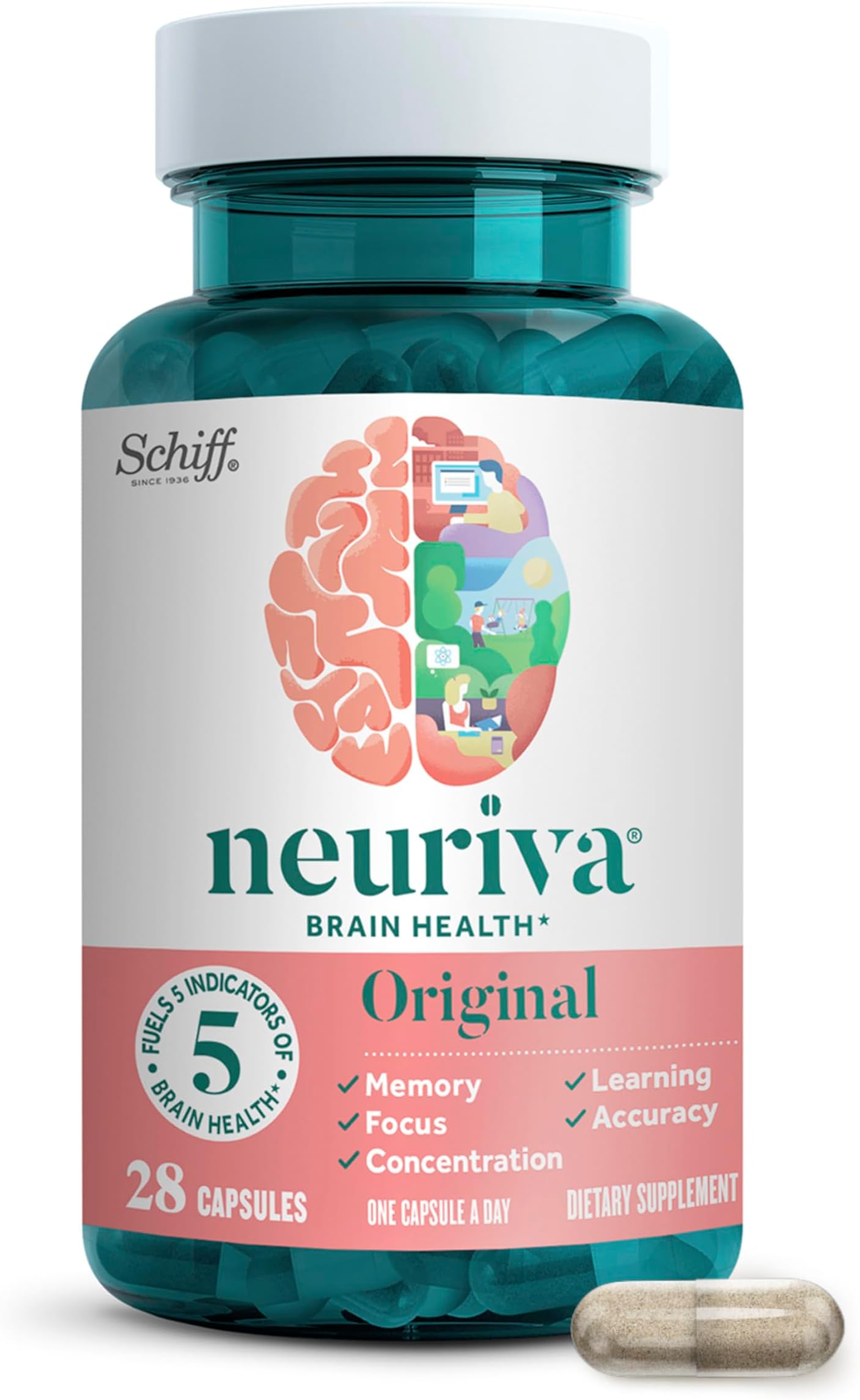 Original Decaffeinated Clinically Tested Nootropic Brain Supplement for Memory, Focus & Concentration, NeuroFactor & Phosphatidylserine, 28ct Capsules
