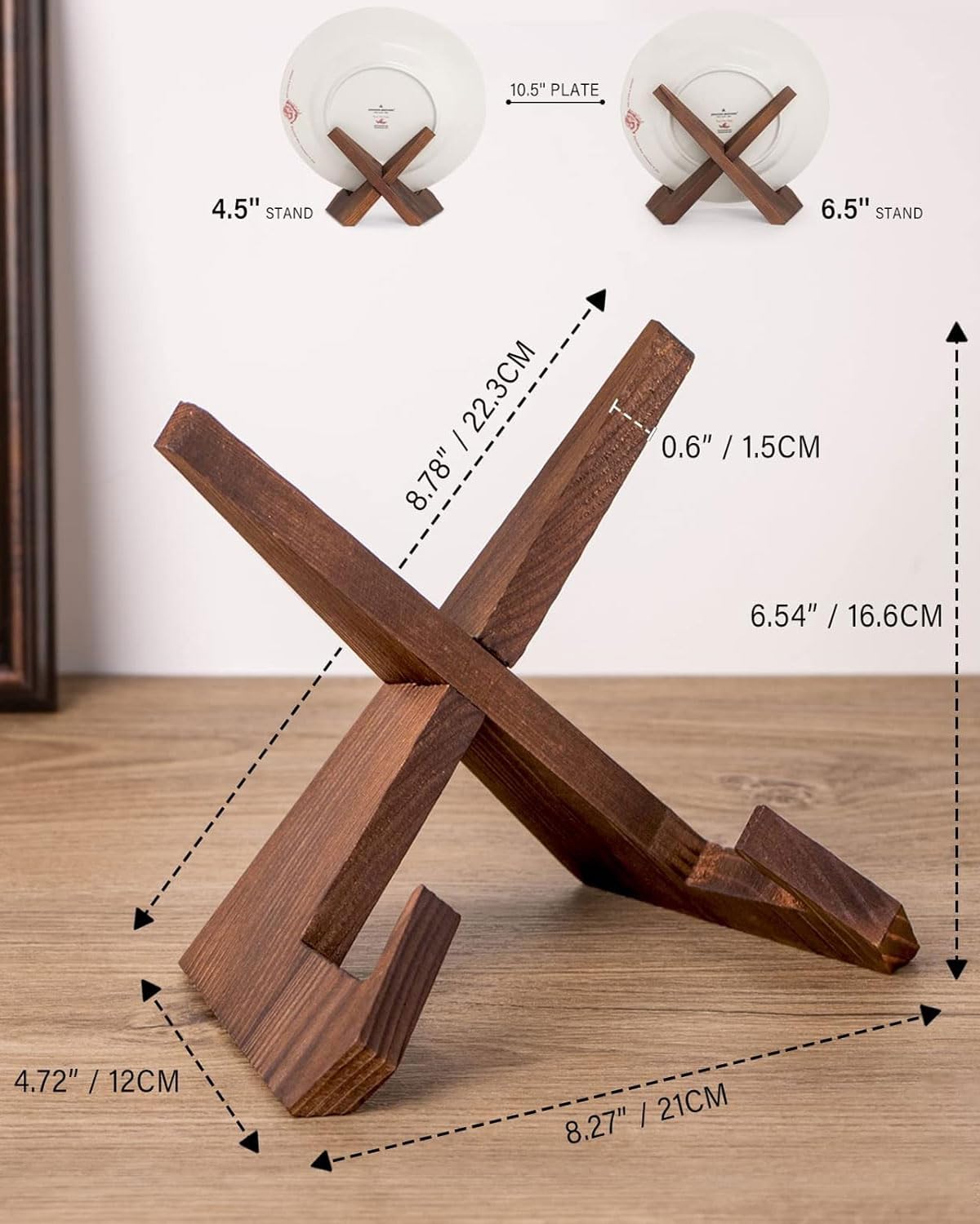 Supporto Legno Per Libri Di Cucina 6,5 Pollici - Leggio Regolabile Per Tablet, Ricette O Cornici - Regalo Originale - 3
