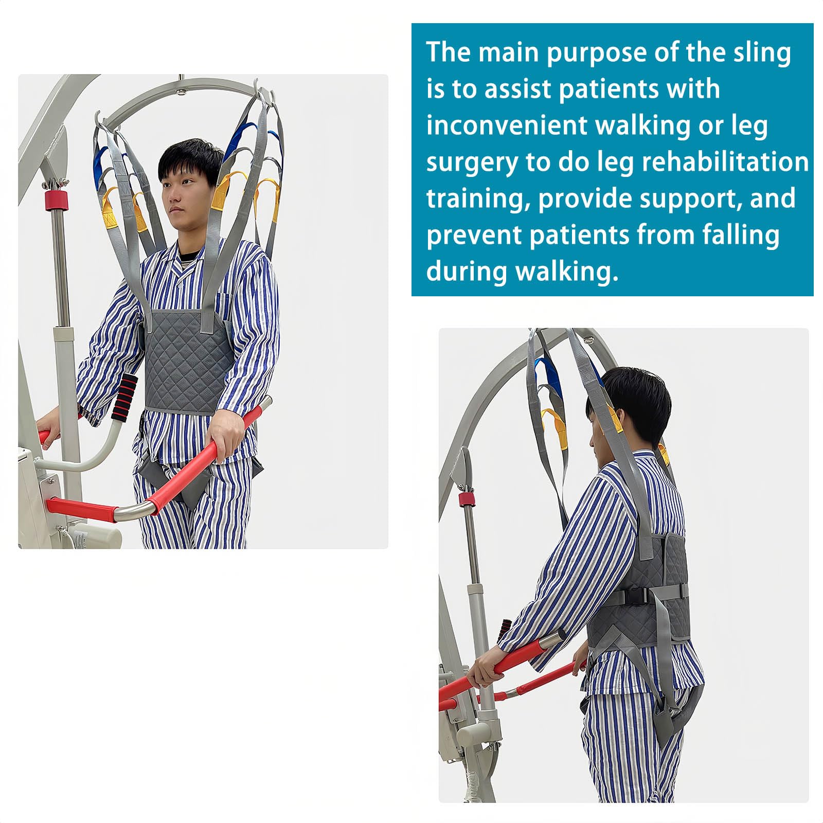 Imbracatura di sollevamento paziente per supporto a quattro punti, attrezzatura medica di sollevamento, cinghia di trasferimento completa del corpo, aiuti di sollevamento per ambulazione e allenamento