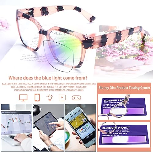 Miniatura 5 de 6 Pack Blue Light Blocking Reading Glasses for Women Oprah Style,Computer Readers with Spring Hinge Eyeglasses