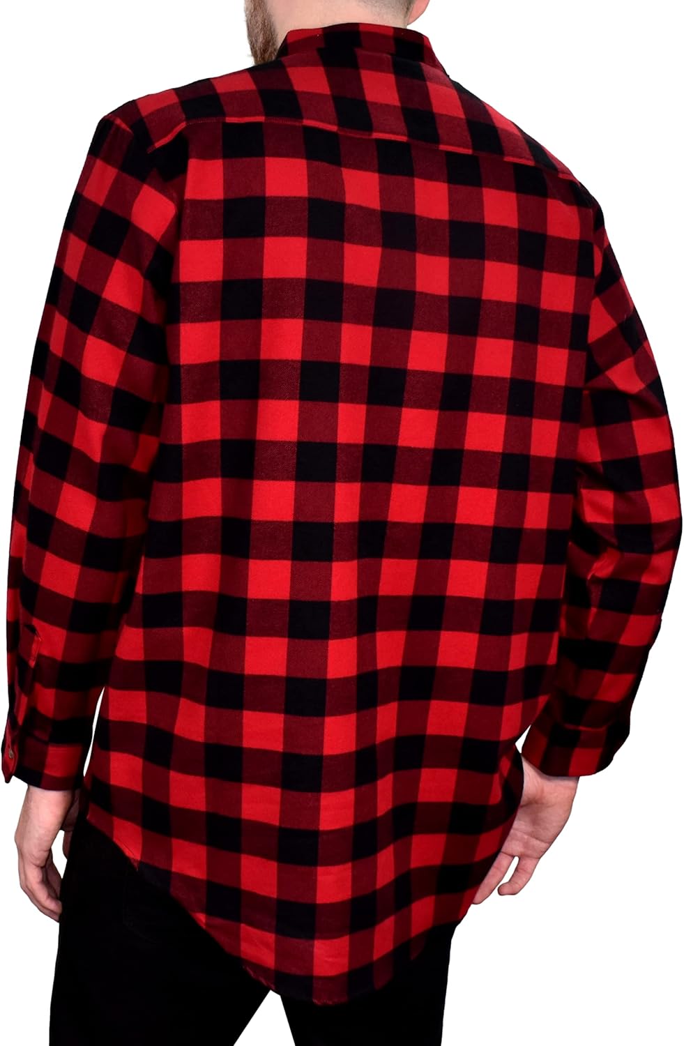 Flannel Cotton Grandfather Shirt LV9 Red Black Check (X-Large)