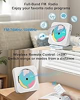 Vista 6 de Reproductor de CD portátil con Bluetooth Reproductores de CD de escritorio para el hogar con altavoces de sonido HiFi, Mini reproductor de CD lindo