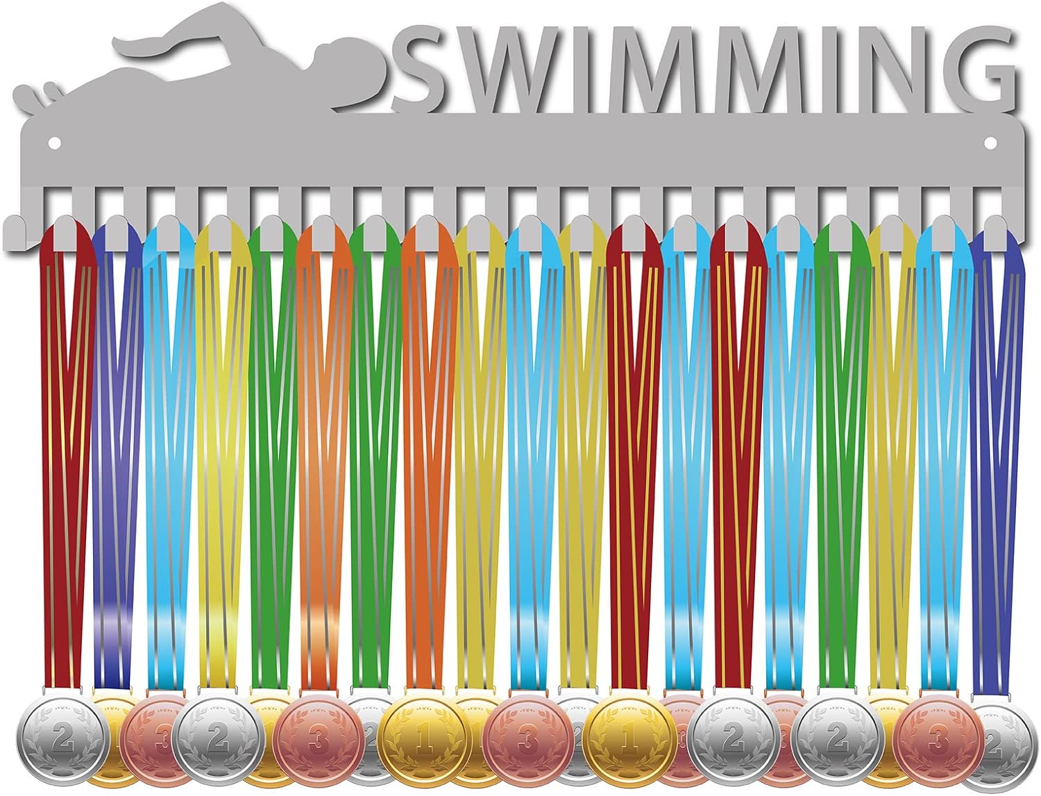 CREATCABIN Medal Hanger Display Stand - Wall Rack Mount Hanger for Runners & Medalists - Black, Sturdy, Holds Over 15 Medals