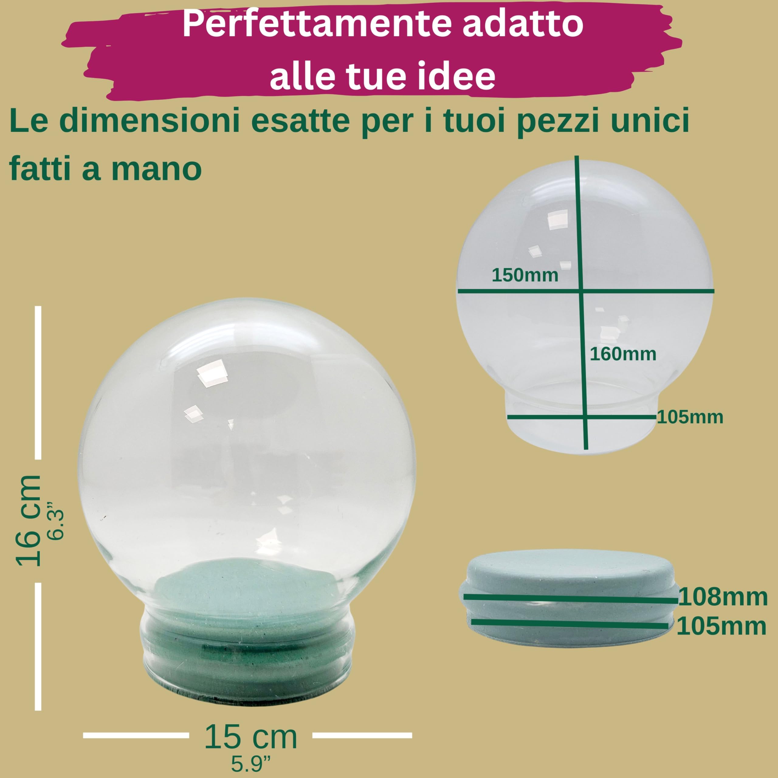 40021 - Vetro di ricambio per palla di neve, diametro 150 mm, 150 mm