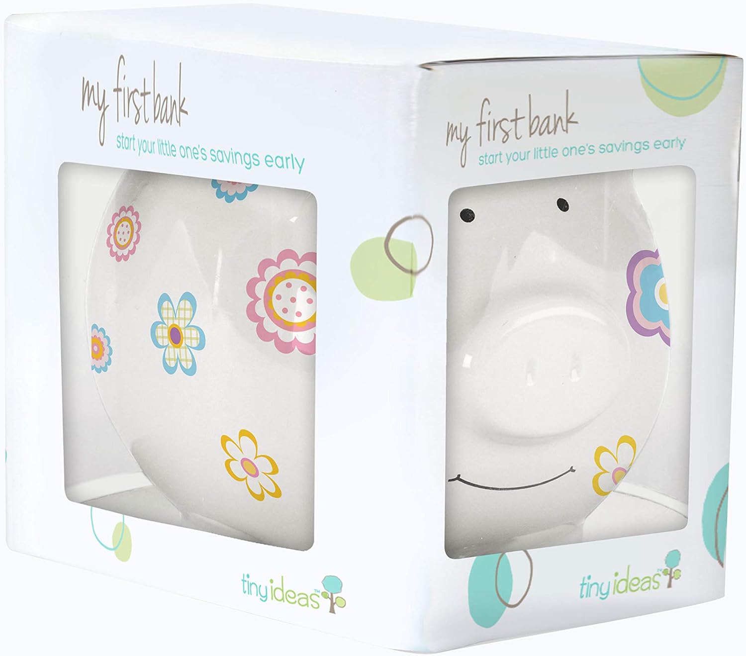 Tiny Ideas Ceramic Piggy Bank, Makes a Perfect Unique Gift, Nursery Décor, Keepsake, or Savings Piggy Bank for Kids