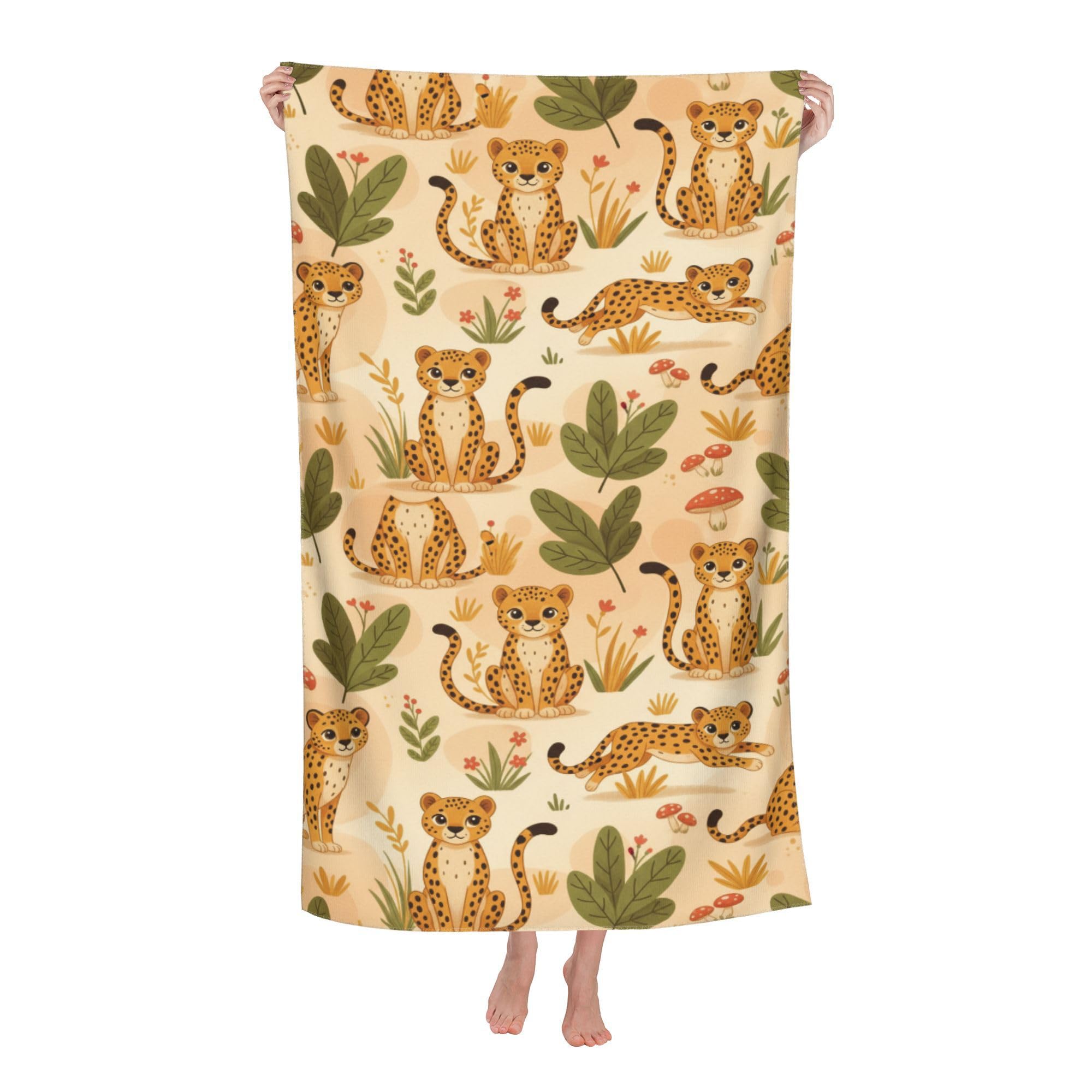 peiyeety Little Leopard Soft Bath Towels Absorbent Bathroom Towel for Beach Hotel Gym Spa Shower