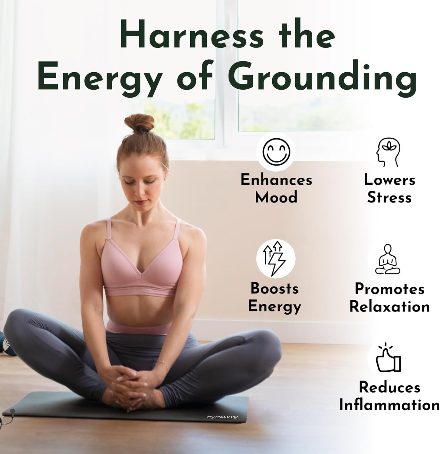 Grounding Mat Earthing Pad - Earth Grounded Sleep Bed Pad - Ground Chair Desk Mat for Feet Body Yoga Improve Sleeping (16" x 27")