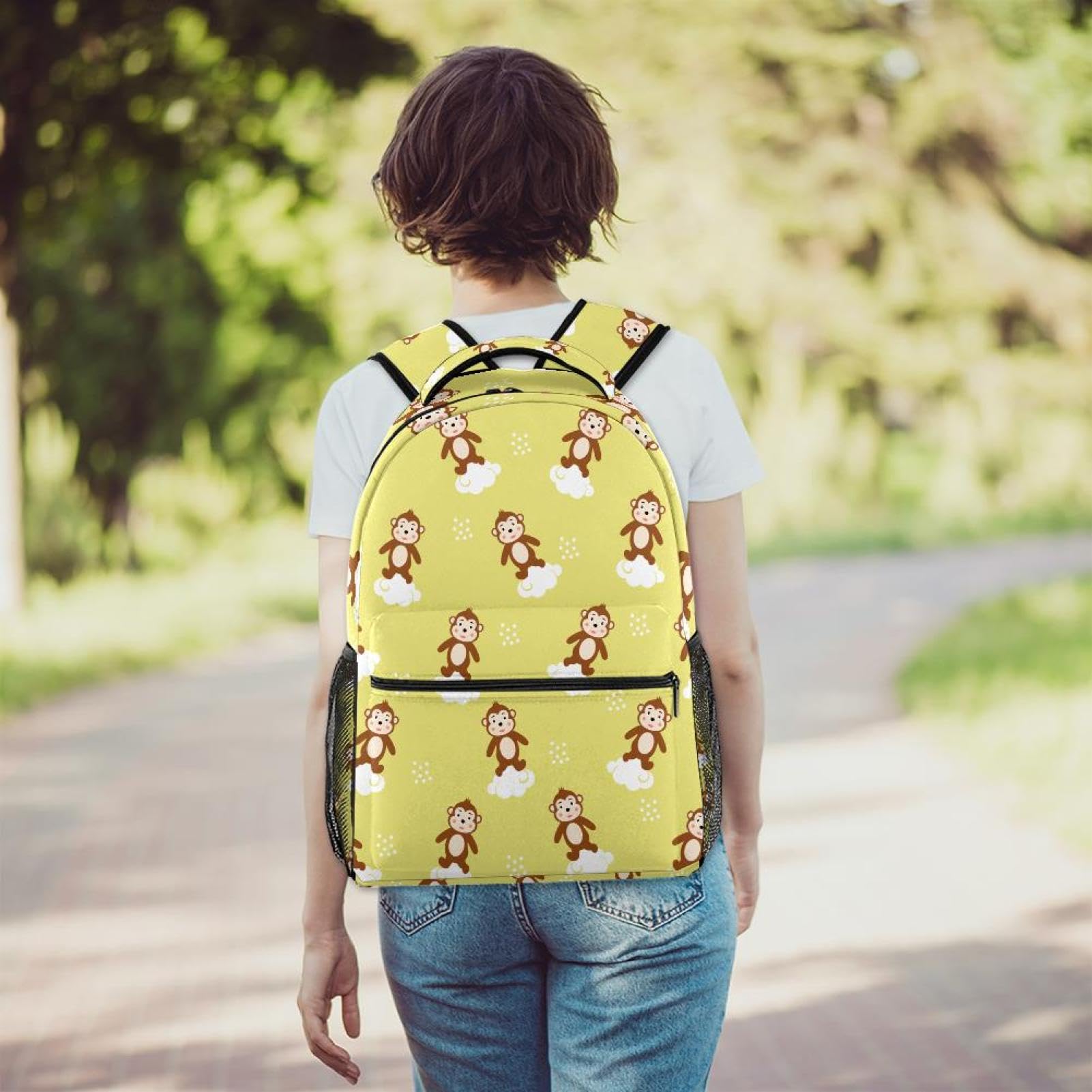Zaino scolastico per uomini e donne, borsa da viaggio per computer portatile con scimmia, leggera, zaino casual per libri