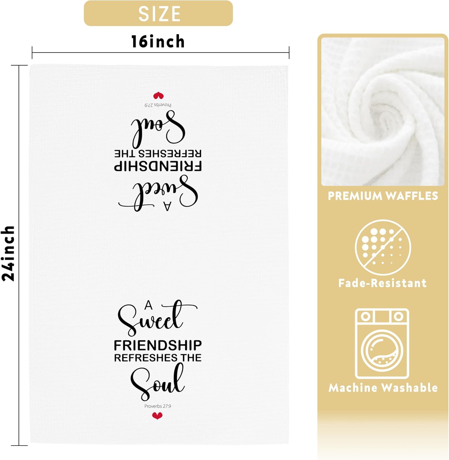 Christian Towels Gifts for Women Men, Friendship Towels Decoration Gifts for Friend, A Sweet Friendship Refreshes The Soul Decor for Kitchen Bathroom (16x24 inches) - Image 6