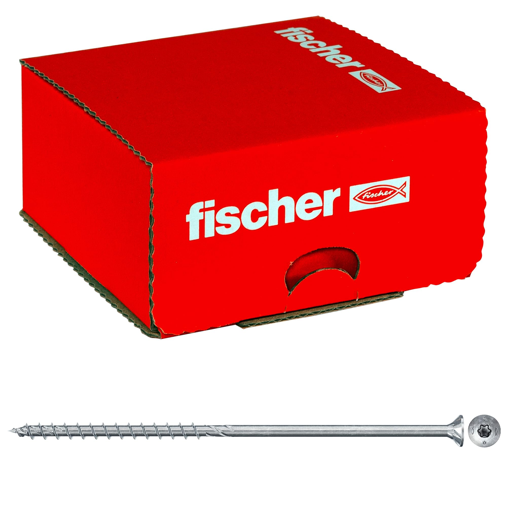 Fischer Viti Power Fast II FPF CTP 6,0x200 per Legno, Filetto Parziale, Torx, Testa Svasata Piana, Zincatura Bianca (100 Pz.)