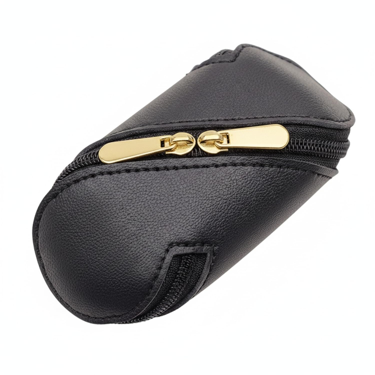 Small Premium PU Leather Makeup Pouch for Women (Black) | Small Cosmetic Organizer Bag with Gold Zipper | Travel Toiletry Pouch, Stationery Pencil Case & Daily Essentials Storage-image-3