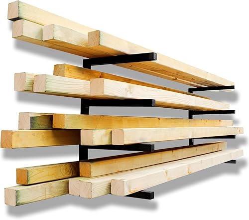 Miniatura 8 de YYR Organizador de madera y estante de almacenamiento de madera para montar en pared, estante de metal resistente de 4 niveles con capacidad de