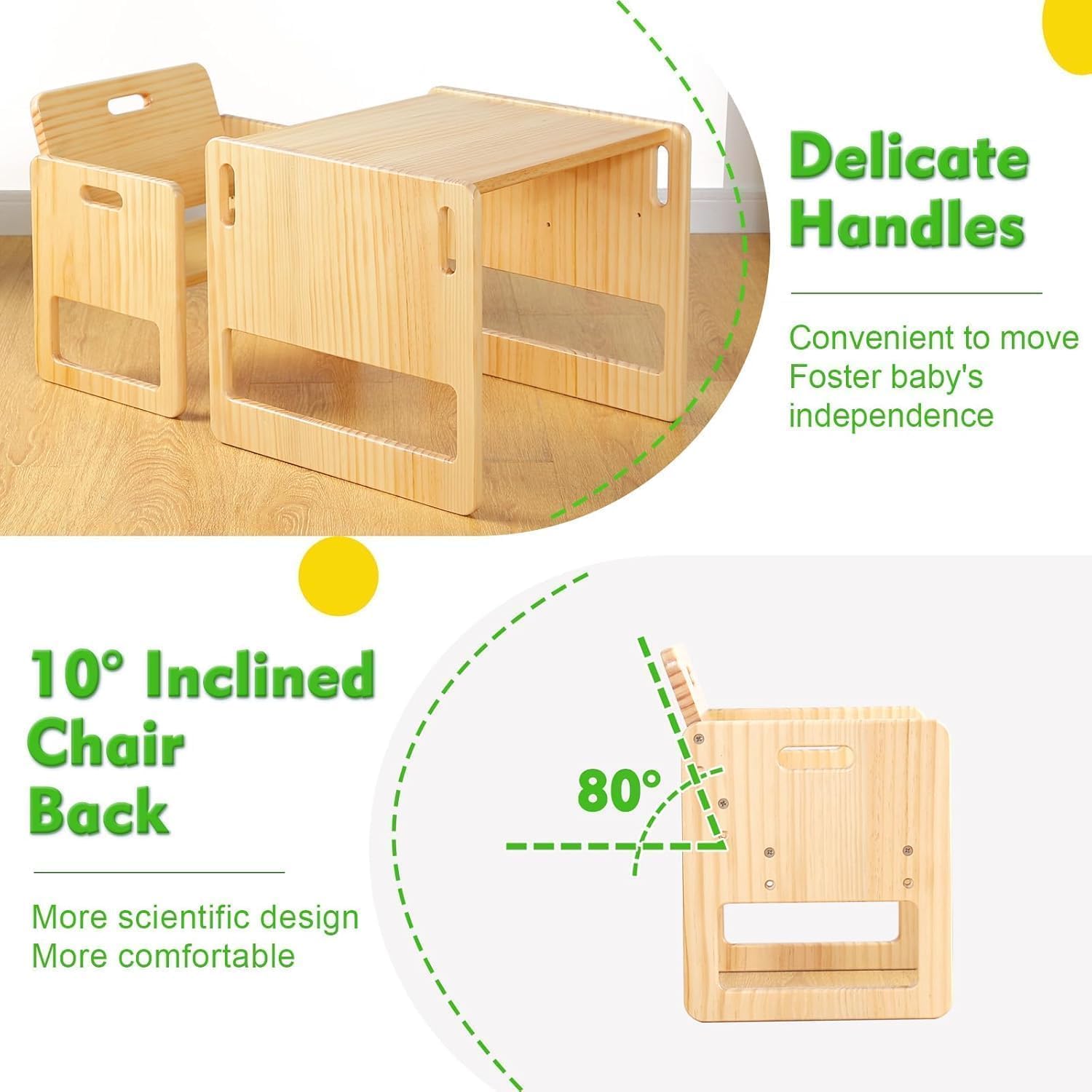 FUNLIO Ensemble Table et Chaise Montessori pour bébés de 1 à 3 Ans. Table et Chaise Ajustables en Hauteur pour la Lecture, Les Repas et Le Jeu. Facile à Assembler, certifié CPC