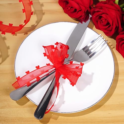 Miniatura 5 de jiebor Cinta de organza de gasa de San Valentín para el día de la madre, boda, envoltura de regalos, decoración de fiesta, lazos para el cabello,