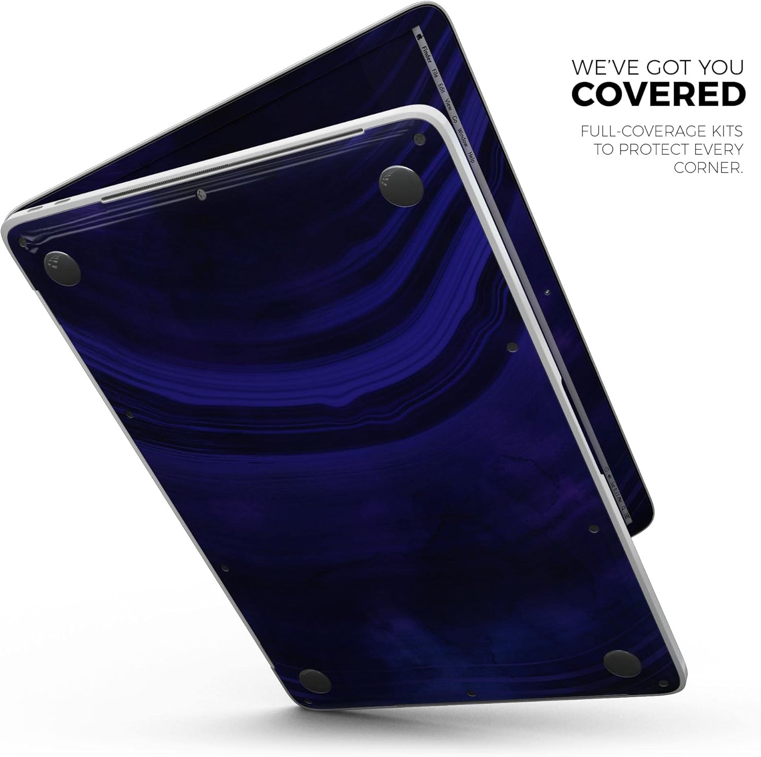 DesignSkinz - Vivid Agate Vein Slice Blue V3 - Full-Body Wrap Protective Decal Skin Kit Compatible with MacBook 13" Pro M1 (A2338)