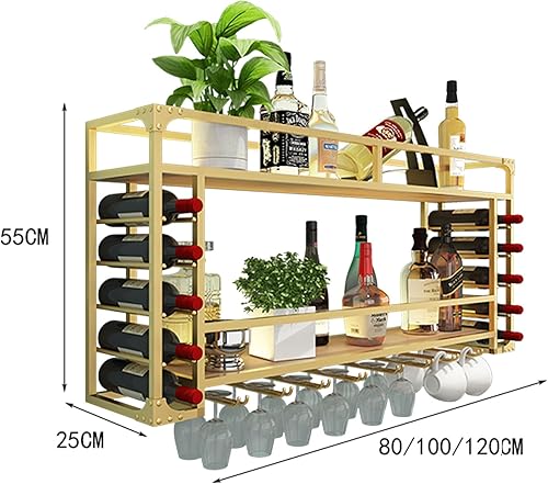 Miniatura 2 de Shelves Wine Rack Wall Mounted with Wine Glass Holder Bar Shelves Liquor Bottle Display Shelf with with LED Strip Mini Bar Kitchen Glass Storage
