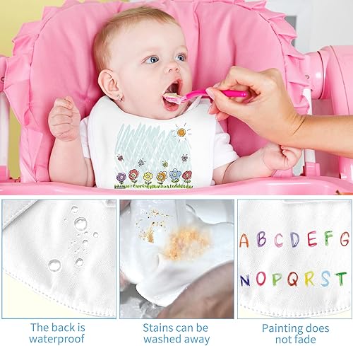 Miniatura 6 de GOLDGE Deslumbra en Baby Showers con un kit de decoración de baberos de bricolaje de 44 piezas. 24 baberos, 6 plantillas, 14 marcadores (24 baberos)