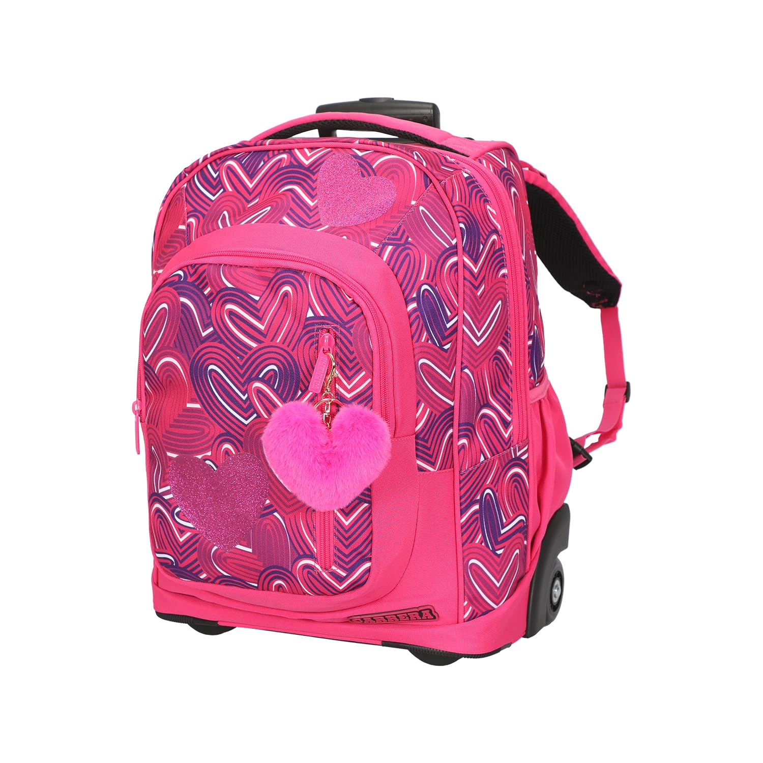 Carrera Trolley Scuola Bambina HeartBeat Fucsia - 2 in 1 Zaino - Ruote Anti-Rumore - Lt 35 - Barra Regolabile in Due Altezze - Perfetto per Scuola e Viaggio