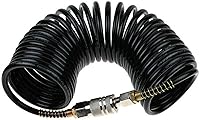 ELEGICKLIP 25ft Coiled Air Compressor Hose with Bend Restrictor, 1/4" Quick Coupler & Solid Copper Connectors - Flexible & Durable