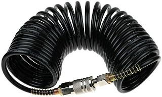 ELEGICKLIP 25ft Coiled Air Compressor Hose with Bend Restrictor, 1/4" Quick Coupler & Solid Copper Connectors - Flexible & Durable