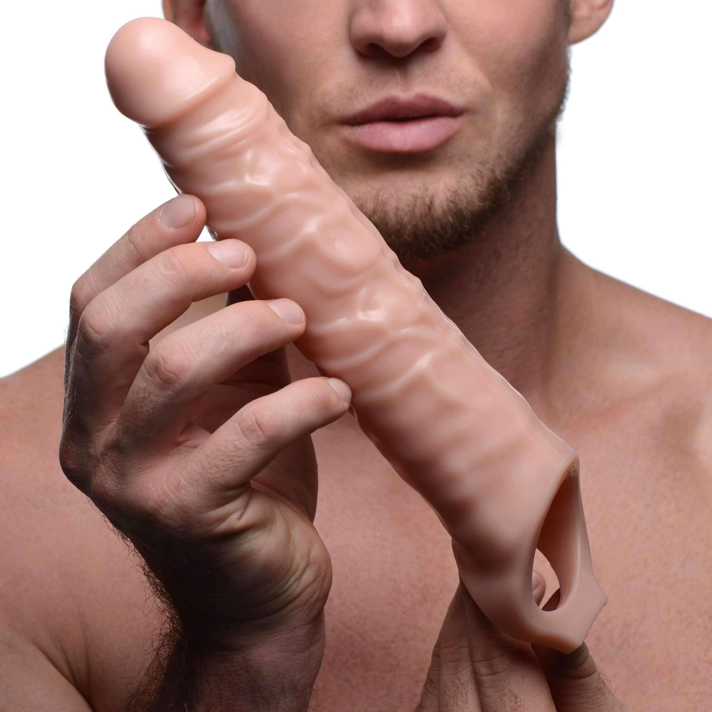 Size Matters 3" Penis Extender Sleeve Flesh โ Realistic Cock Extension, 10.75" Length, Girth Enhancer for Men, Adult Sex Toy for Couples